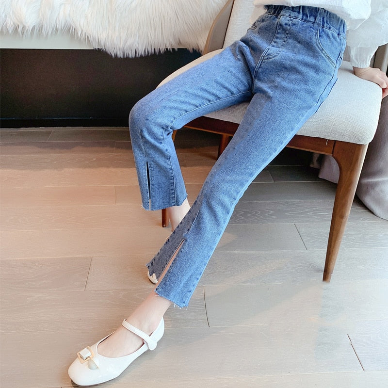 Elastic Waist Wide Leg Jeans