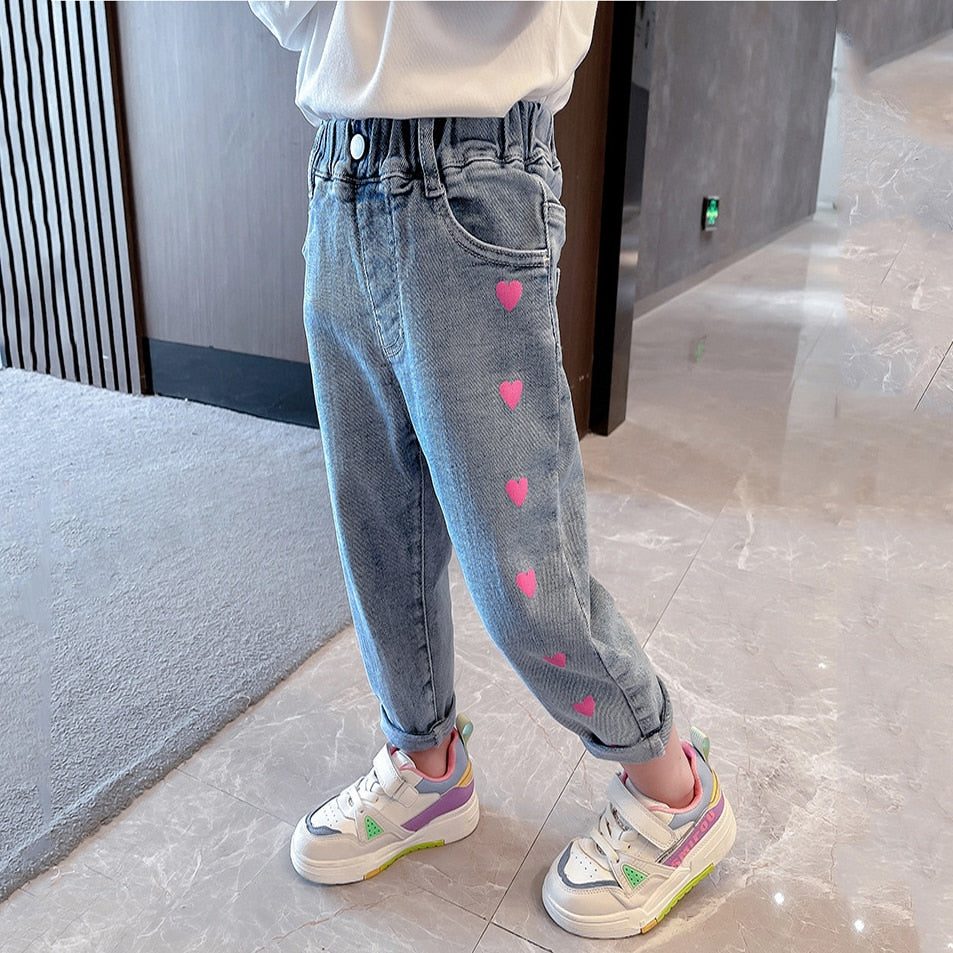 Embroidered Elastic Waist Jeans