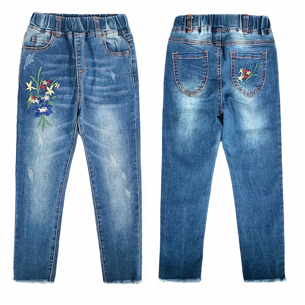 Embroidery Letter Jeans