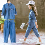 Girls Clothing Denim Shirts with Blue Jeans