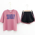 Two Piece Set Letter T-shirts + Pure Color Lace Skirt