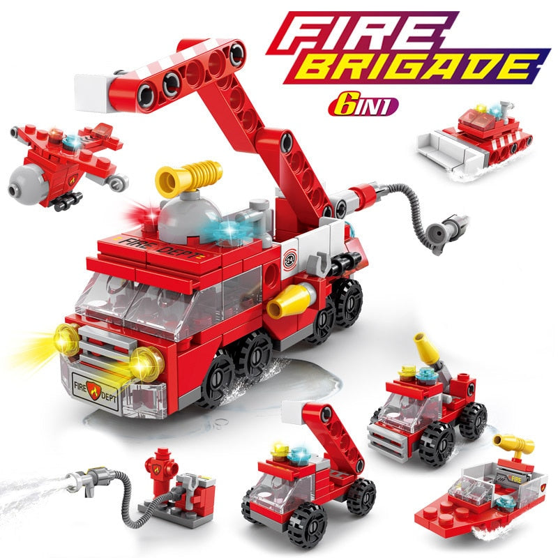 City Fire Fighting Vehicle Building Block