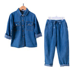 Girls Clothing Denim Shirts with Blue Jeans