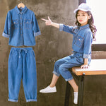 Girls Clothing Denim Shirts with Blue Jeans