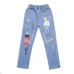 Cartoon Elastic Waist Jeans