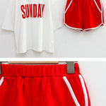 Two Piece Set Letter T-shirts + Pure Color Lace Skirt