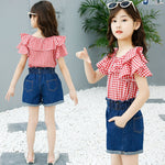 Summer Plaid Top Clothing Set