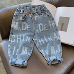 Letters Full Printed Loose Jeans