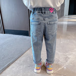 Embroidered Elastic Waist Jeans