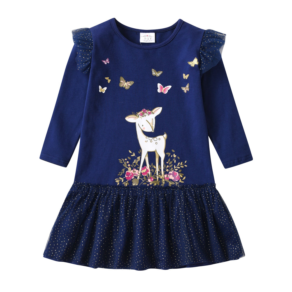 Cotton Cartoon Long Sleeves Dress