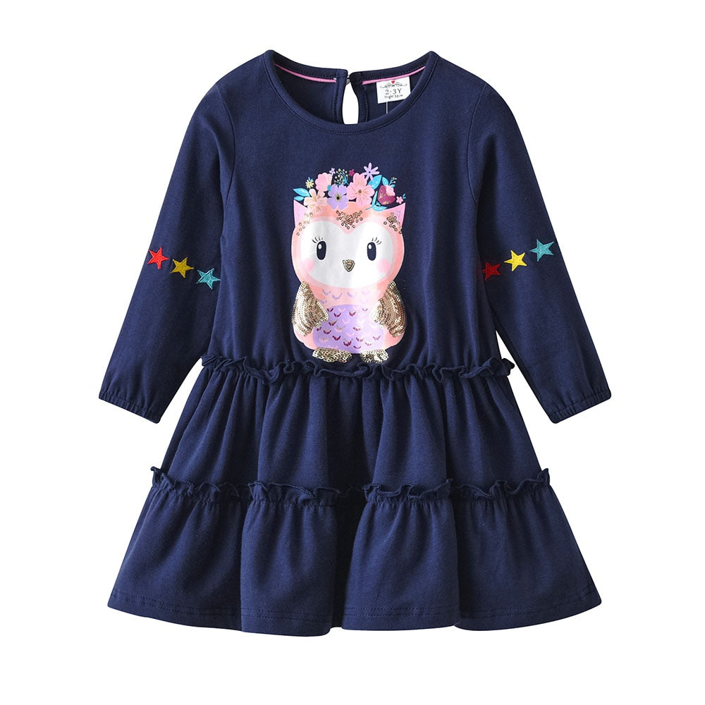 Cotton Cartoon Long Sleeves Dress