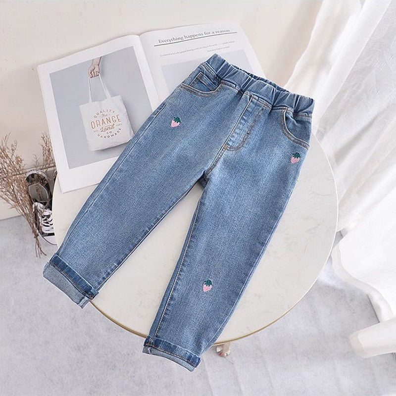 Embroidered Elastic Waist Jeans