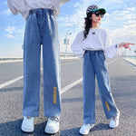 Elastic Waist Wide Leg Jeans