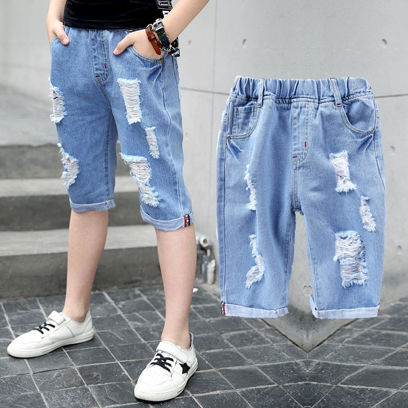 Ripped Denim Shorts