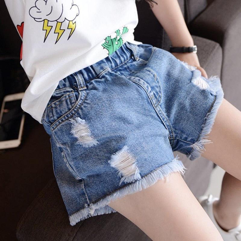 Ripped Denim Shorts