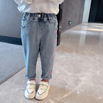 Embroidered Elastic Waist Jeans