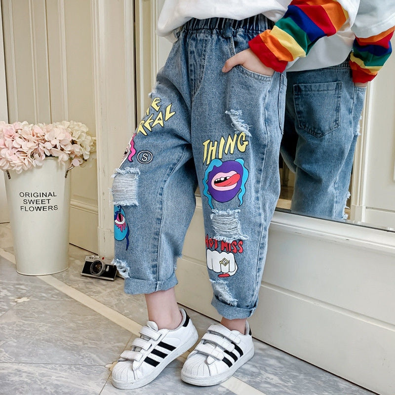 Solid Pleated Elastic Waist Jeans