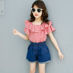 Summer Plaid Top Clothing Set