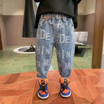 Letters Full Printed Loose Jeans